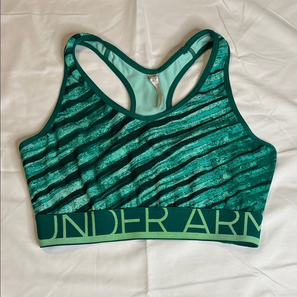 Under Armour Teal and Mint Striped Sports Bra